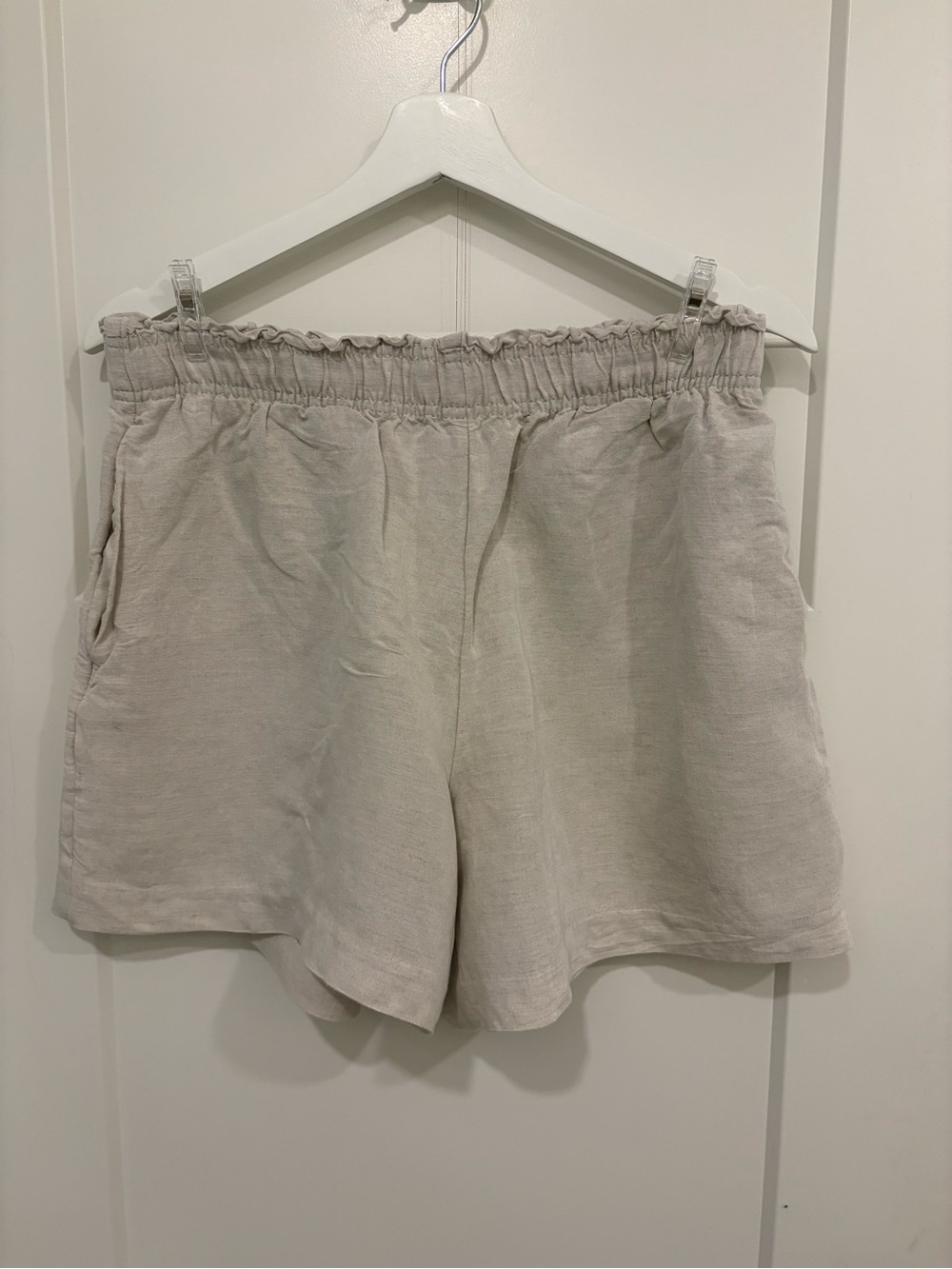 H&M Tan Linen Shorts with Elastic Waistband